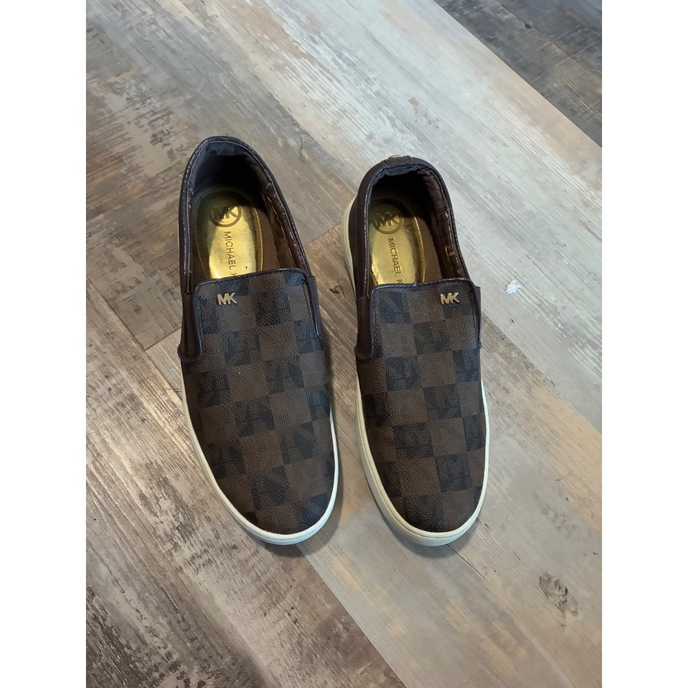 Michael Kors MK Signature Canvas Slip On Sneakers Women's Brown Size